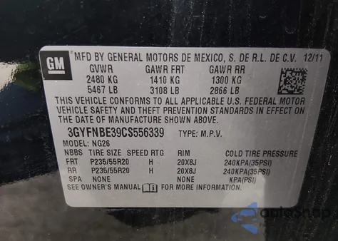 2012 Cadillac Srx Performance Collection from USA, damaged, VIN 3GYFNBE39CS556339
